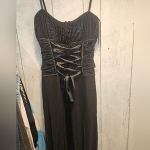 Tadashi vintage black corset maxi dress gown ruched prom luxury wedding Size 12